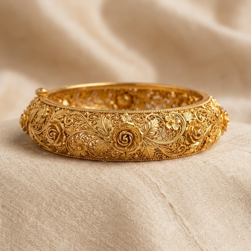Elysian Filigree 22K Gold Bangle