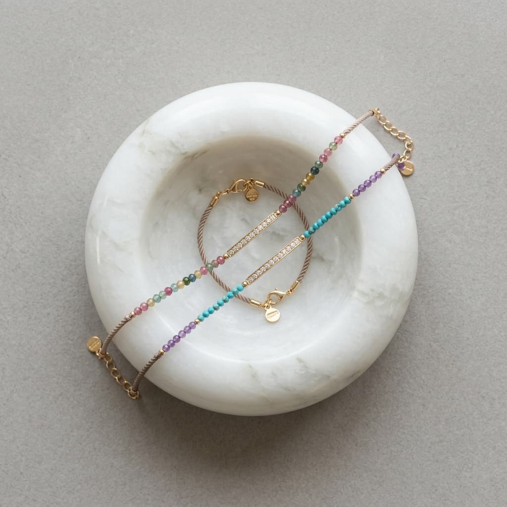 Dagina Gold Gemstone Cord Bracelets