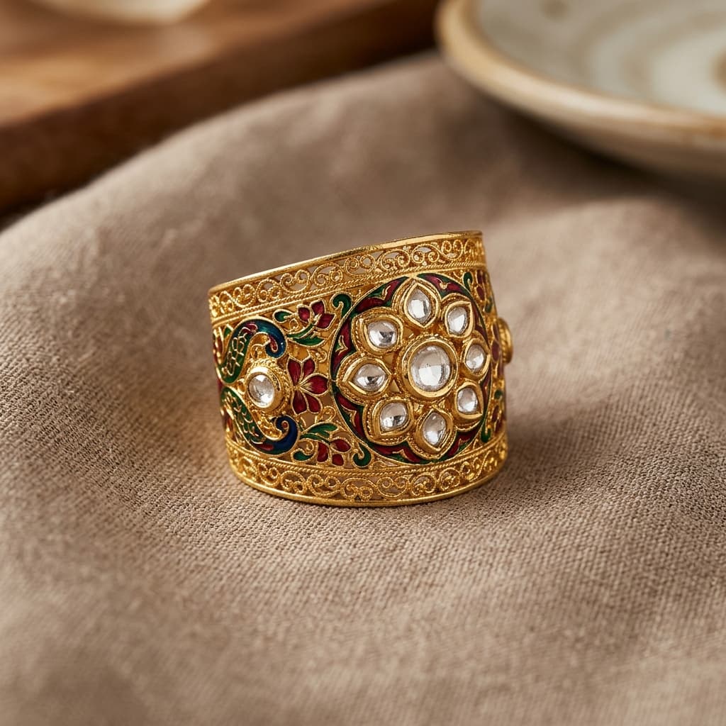 Royal Kundan Meenakari Gold Band